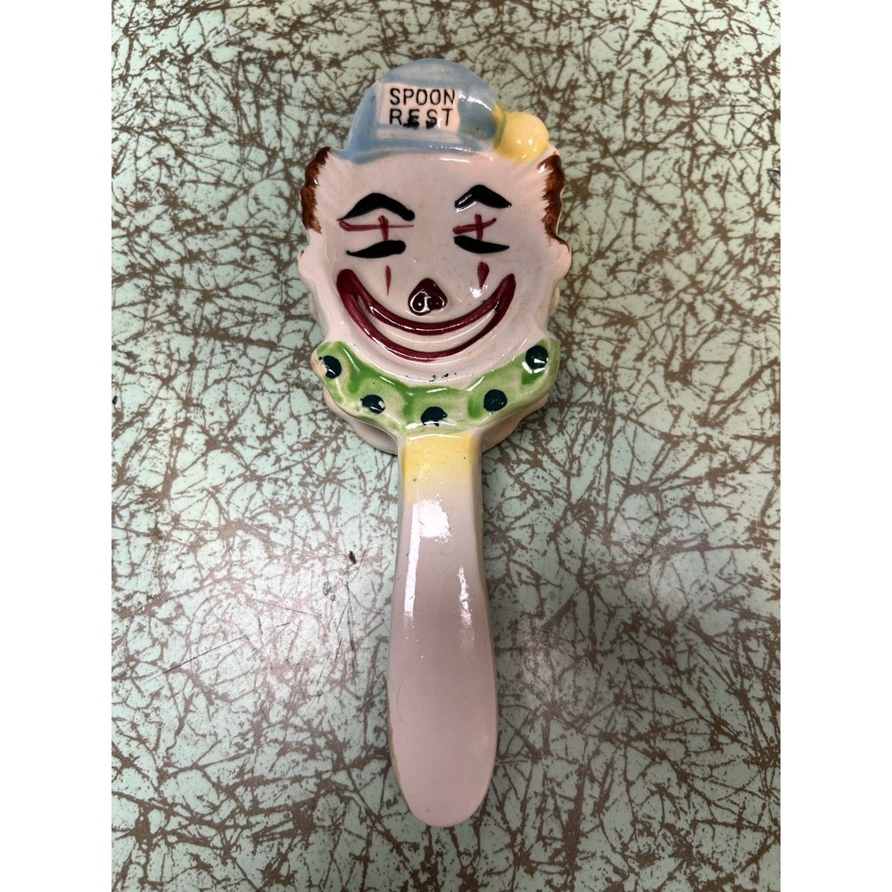 VTG Ceramic Clown Spoon Rest 1950s 1960s Anthropomorphic Circus